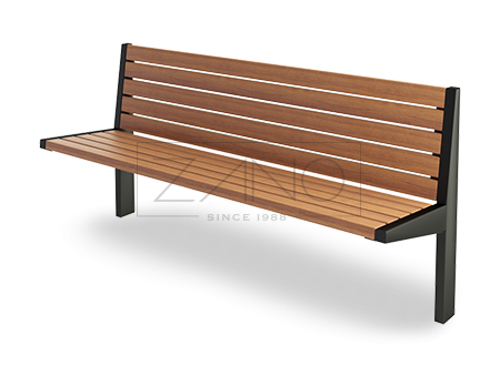 Modna i stylowa ławka miejska z stali węglowej i drewna egzotycznego