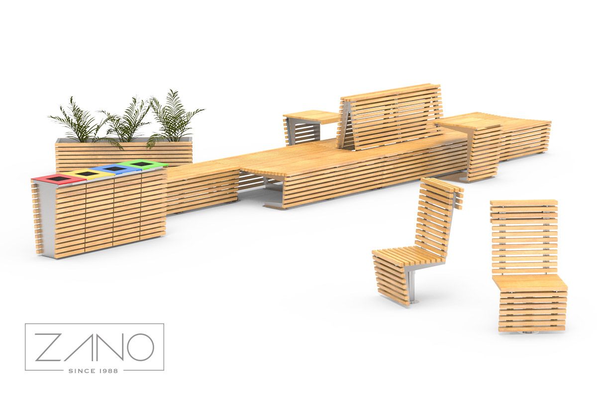 High quailty street furniture | Stainless steel, exotic durable wood