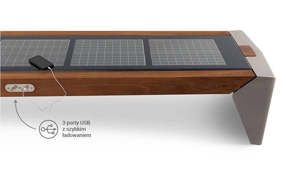 Ławki solarne ładujące urządzenia mobilne