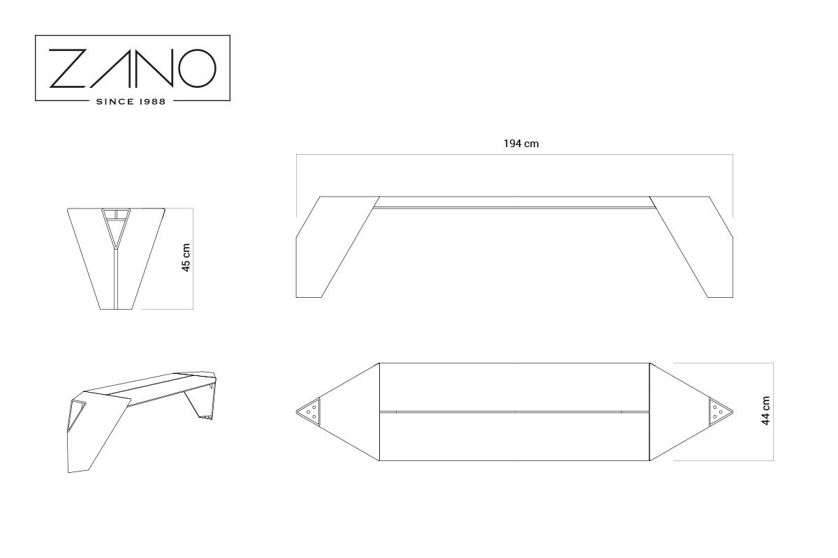 Banc IVO measurements | ZANO Mobilier urbain