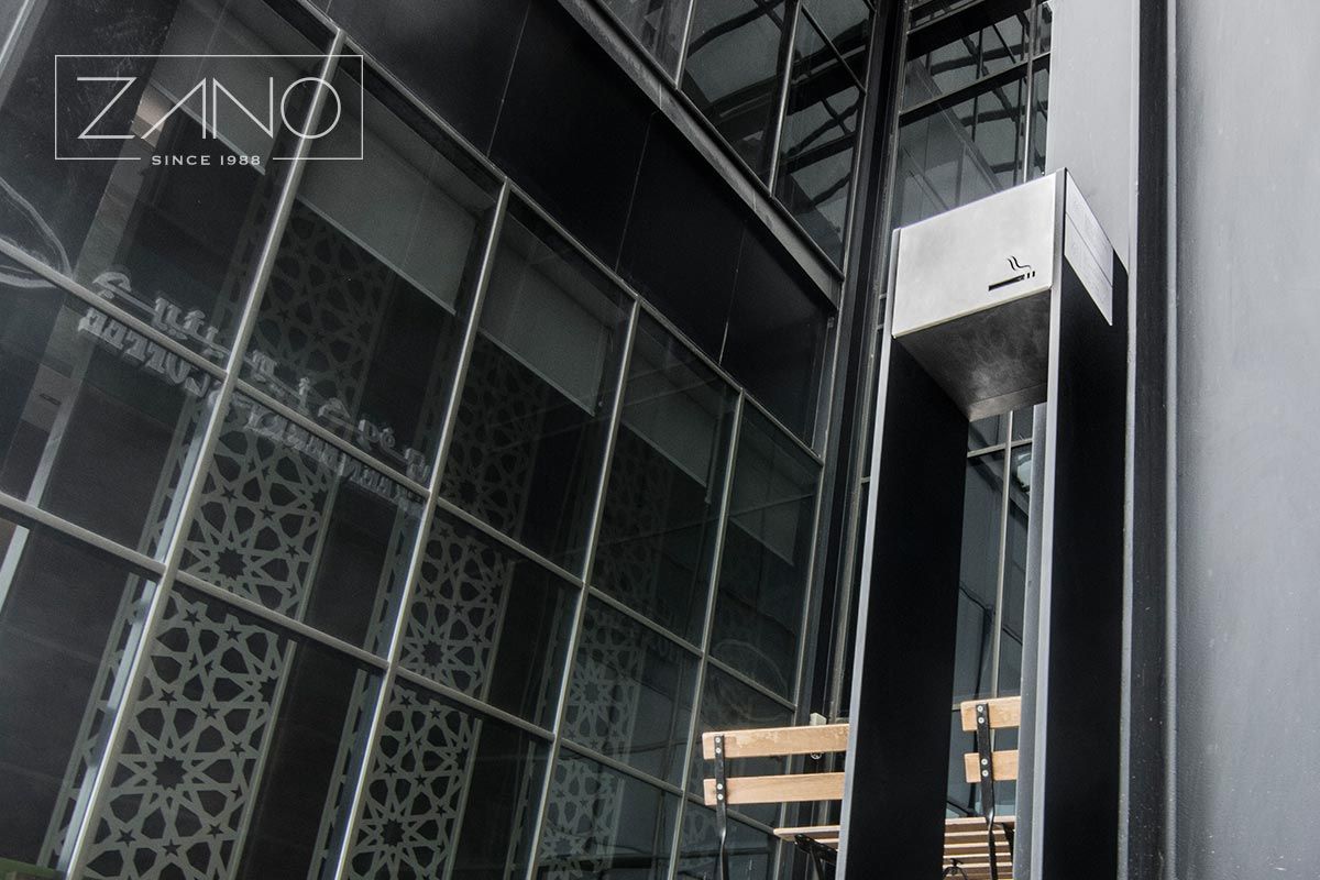 Outdoor ashtray stand made of steel | ZANO Street Furniture
