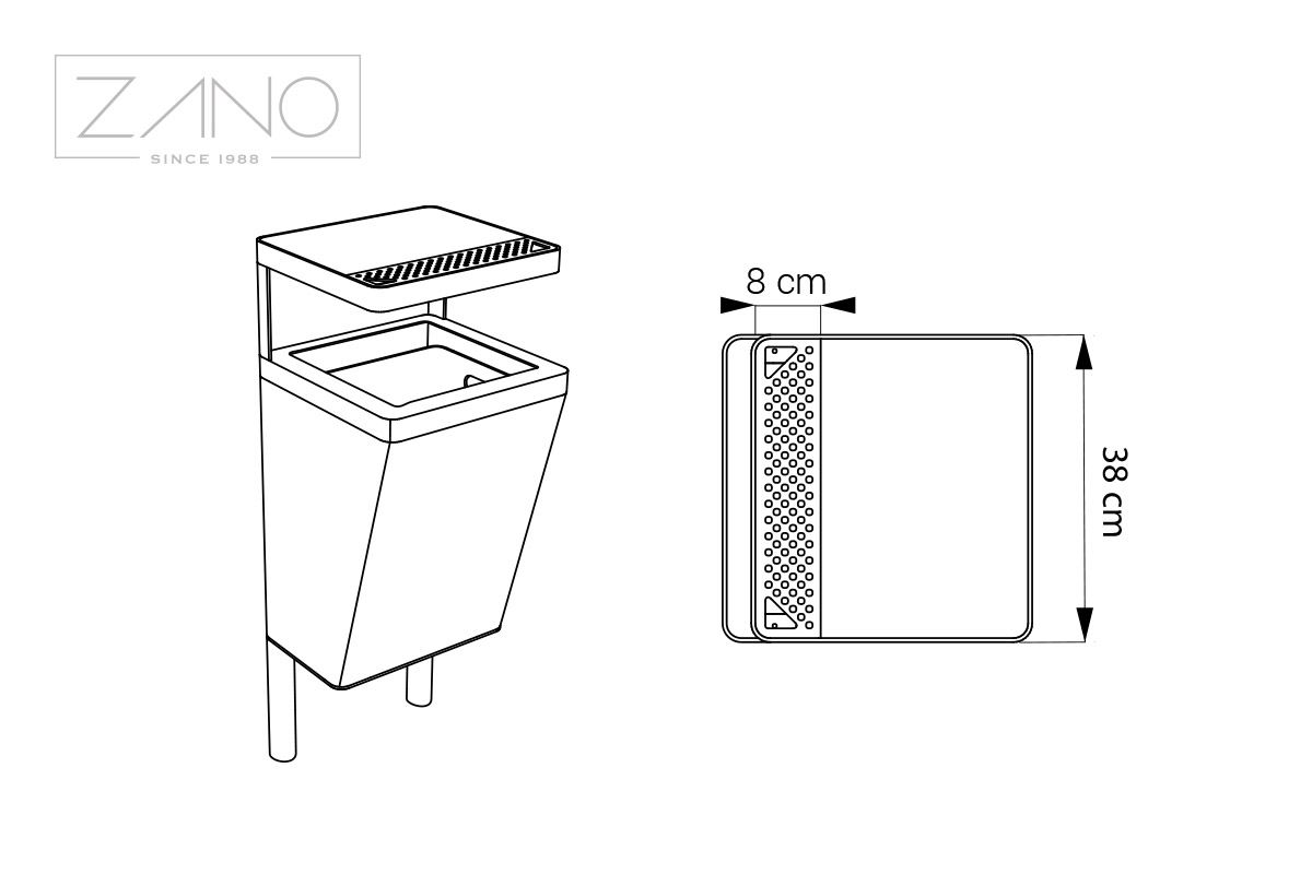 Poubelle Scandik avec cendrier 03.046.2 | ZANO Mobilier urbain
