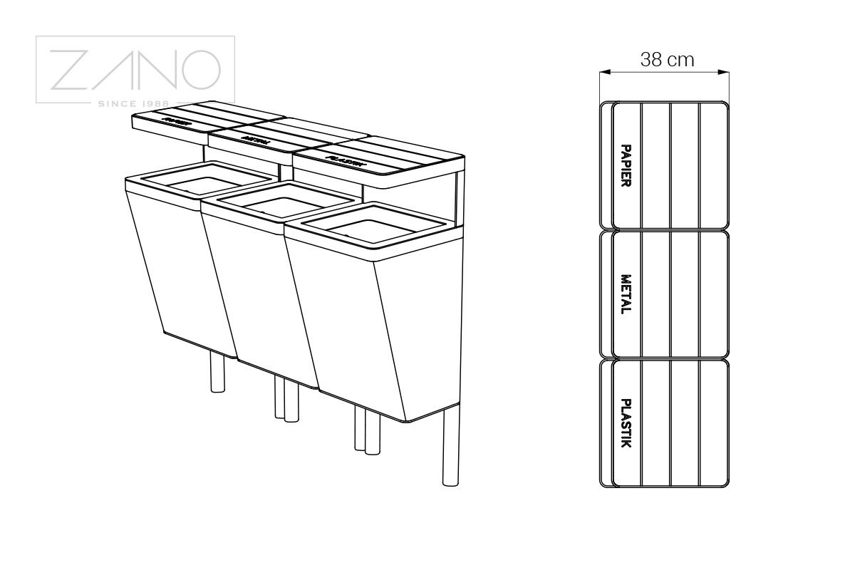 Poubelle Scandik de recyclage 15.046 | ZANO Mobilier urbain