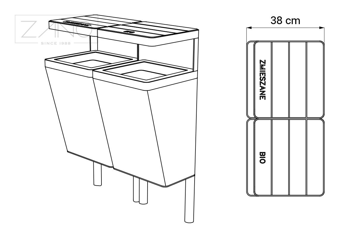 Poubelle Scandik de recyclage 15.246 | ZANO Mobilier urbain