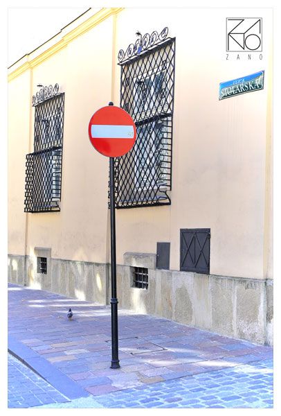 Traffic post placed in Stolarska street in Krakow