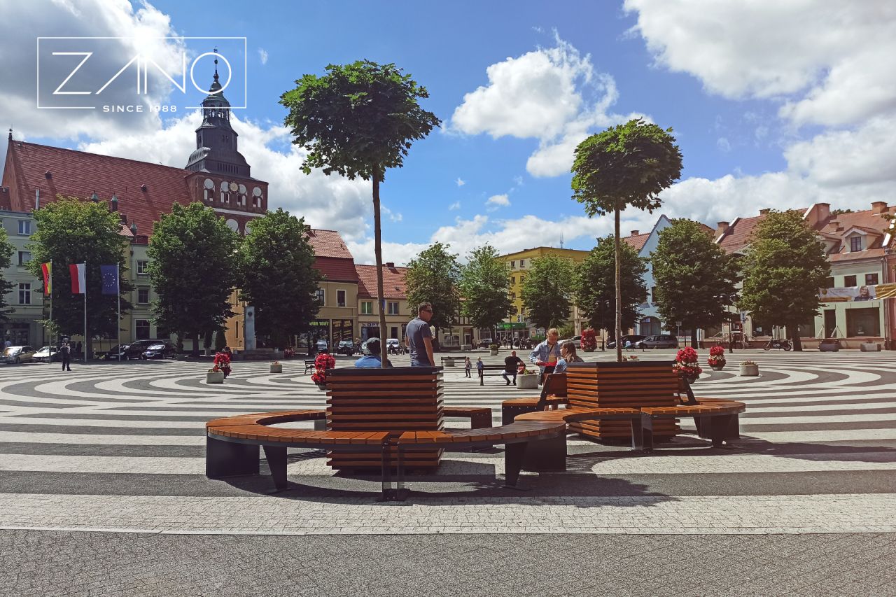 Rynek miejski | meble miejskie ZANO | ławki modularne Domino