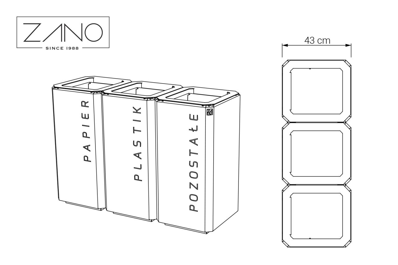 Kosz Recyklingowy Stilo 15.048 | Wymiary