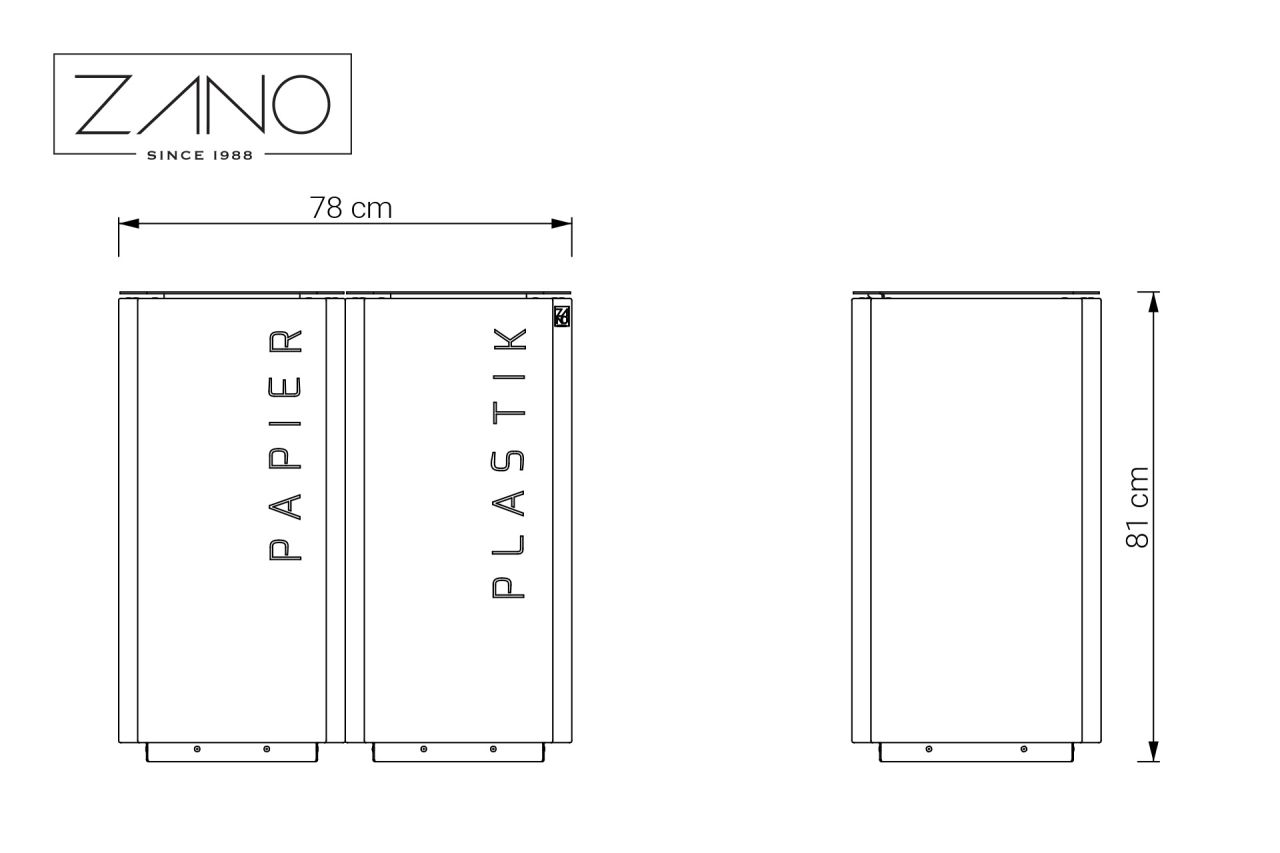 Stilo Recycling Bin 15.248 | Dimensions