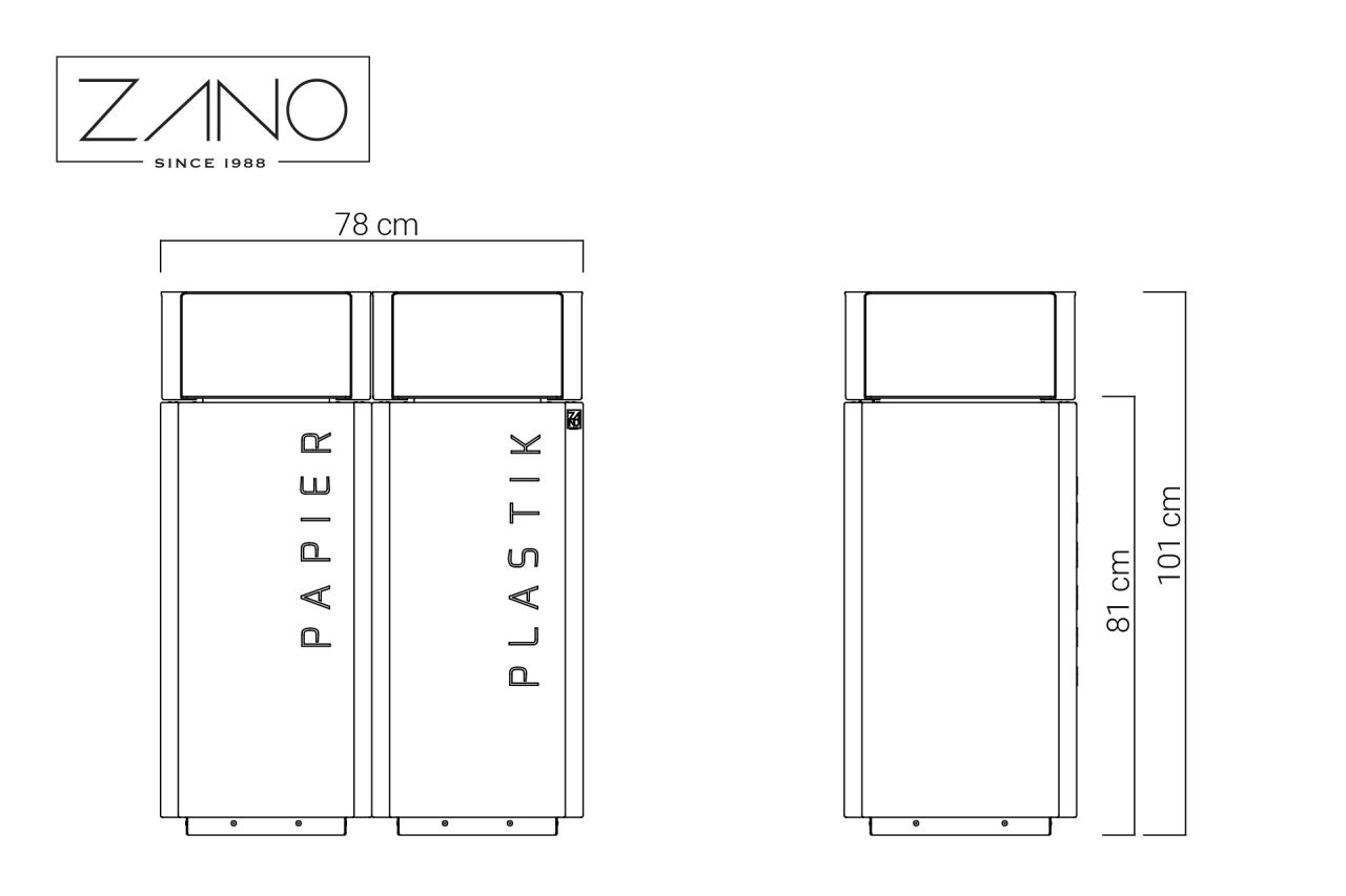 Kosz Recyklingowy Stilo 15.248.1 | Wymiary