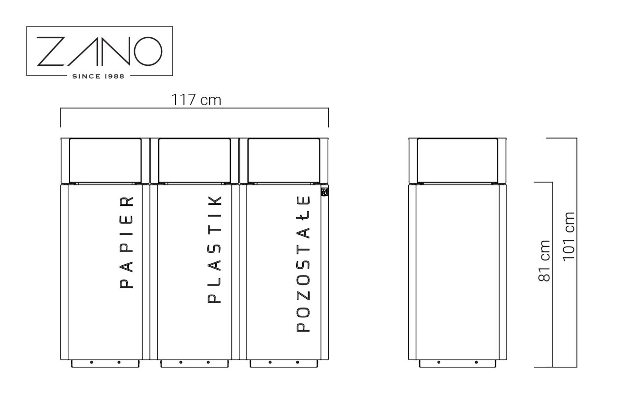 Stilo Recycling Bin 15.048.1 | Dimensions
