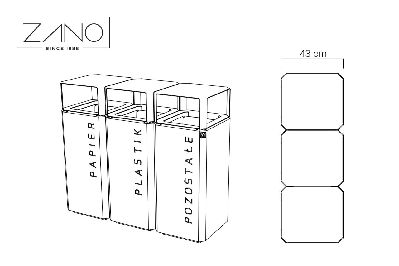 Stilo Recycling Bin 15.048.1 | Dimensions