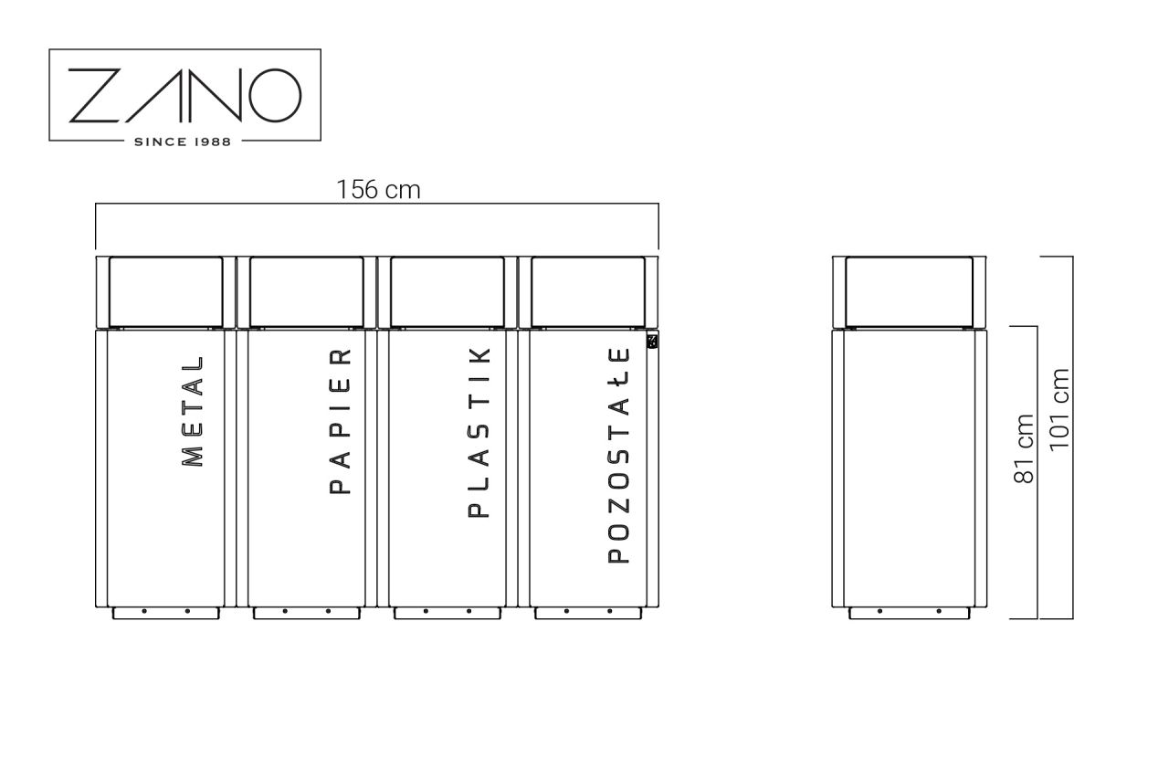 Stilo Recycling Bin 15.448.1 | Dimensions