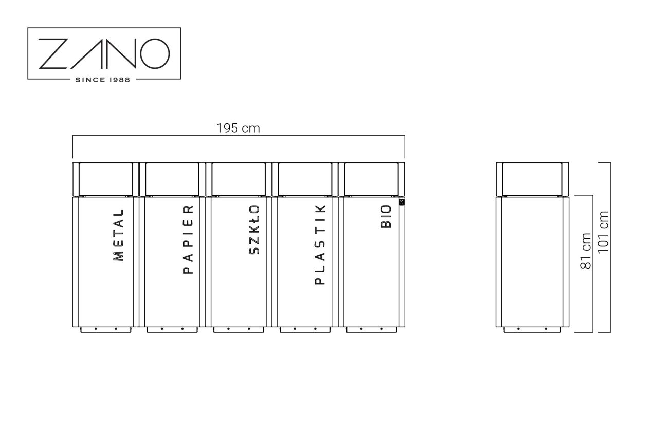 Stilo Recycling Bin 15.548.1 | Dimensions