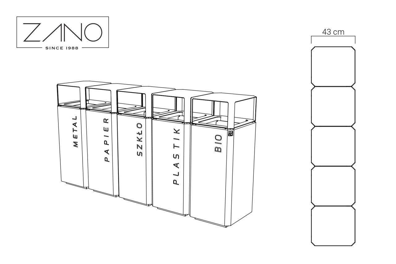 Stilo Recycling Bin 15.548.1 | Dimensions