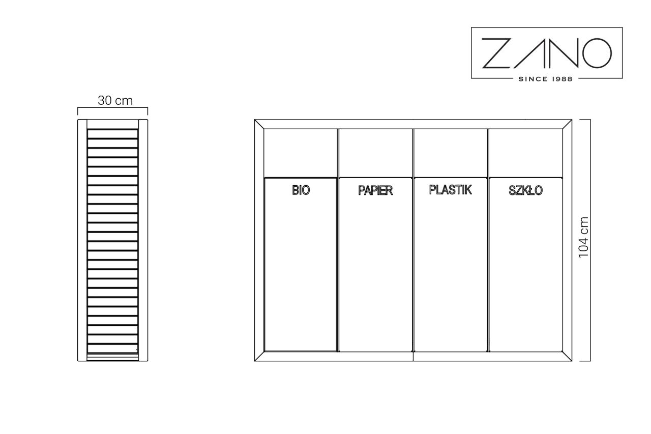 Pavo Litter Bin with Ashtray 15.463.2 | Dimensions