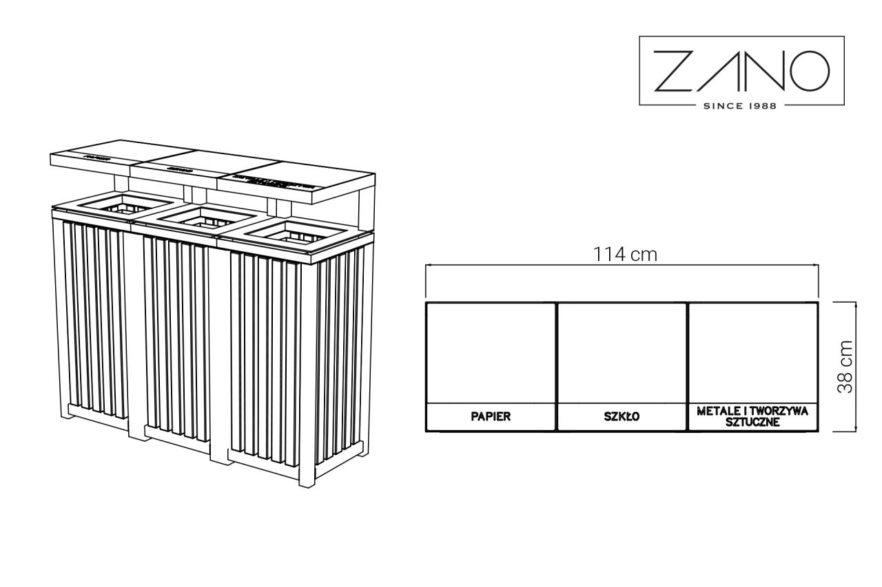 Altus Litter Bin 15.052.7 | Dimensions