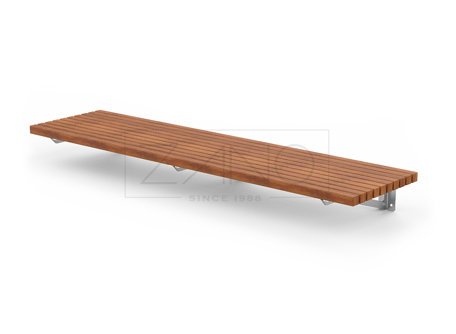 Drewniana ławka miejska montowana do ściany