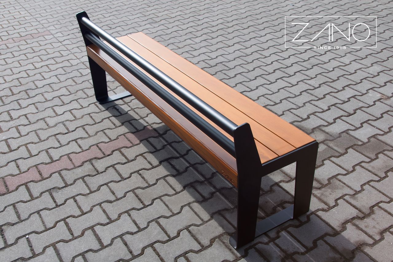 Ławka miejska Reliq 02.013 stal węglowa malowana na kolor 9005