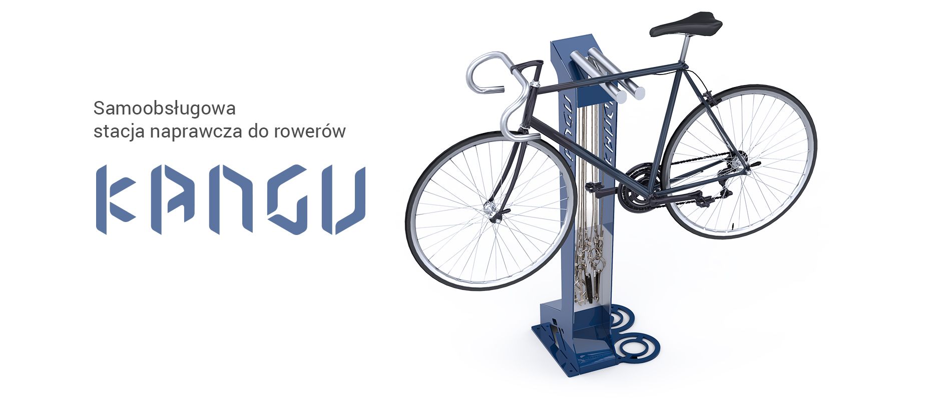 "Kangu" samoobsługowa stacja do naprawy rowerów samoobsługowa rowerowa stacja naprawcza stalowa narzędzia stal nierdzewna
