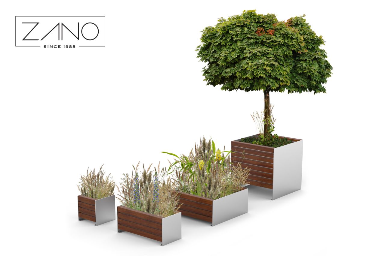 Donice Linia Simple | Stalowe Donice Miejskie z Elementami Drewnianymi