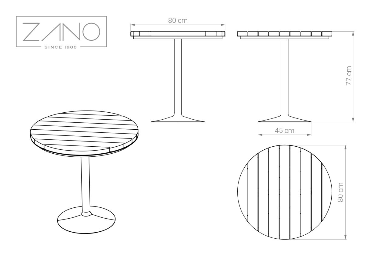 Dimensions of Round table Warszawski 13.070