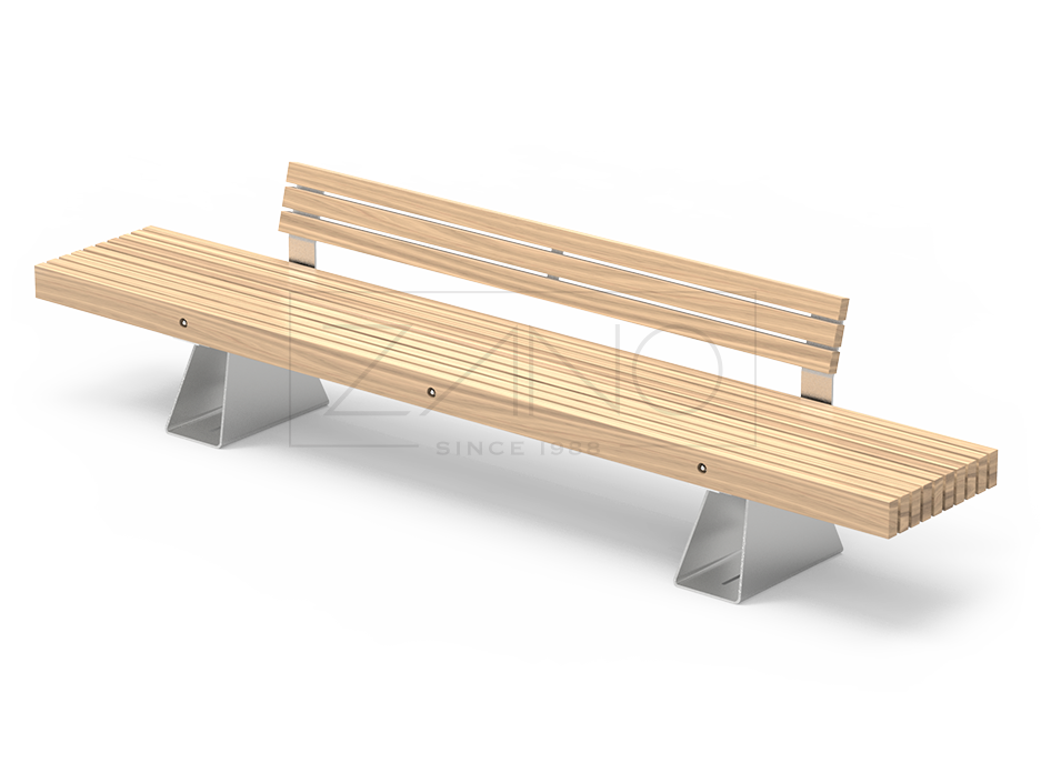Ławka Travetto ze stali nierdzewnej i drewna bez podłokietników