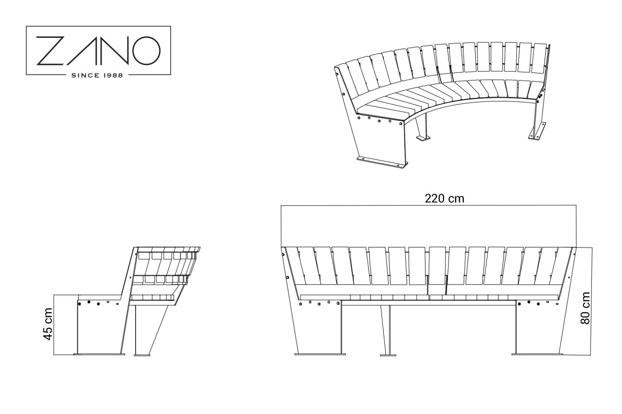 Ławka Domino 90 02.040.2 | Wymiar produktu
