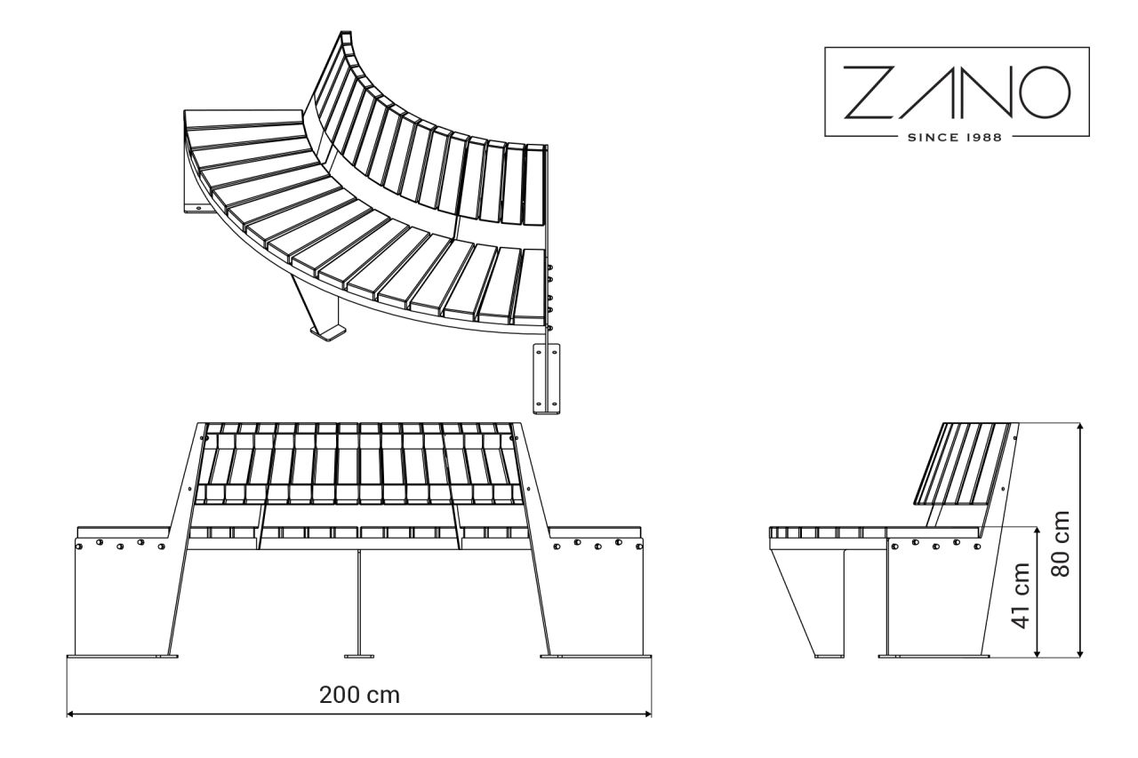 Ławka Domino 90 02.040.1 | Wymiar produktu
