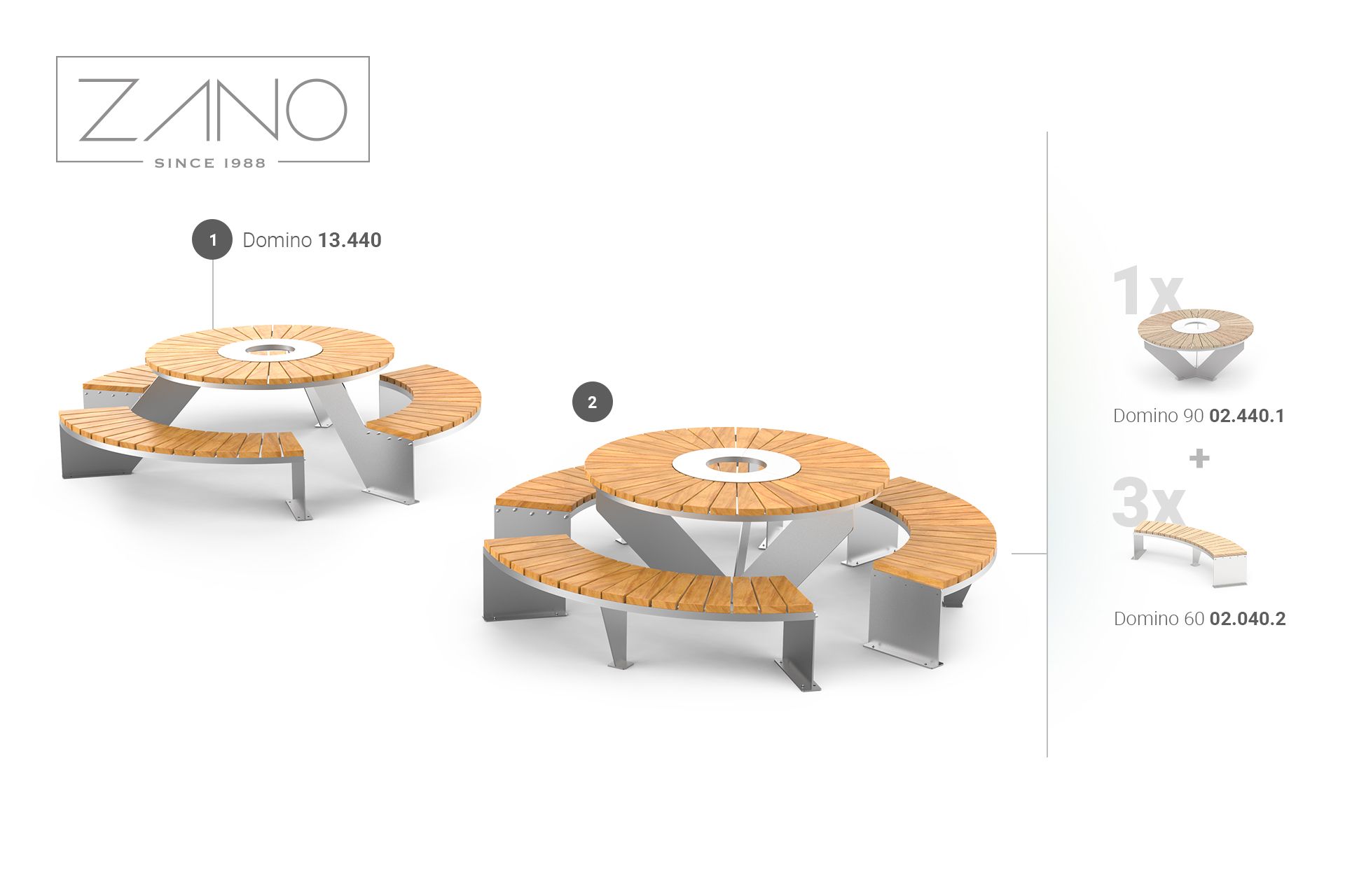Domino okrągłe stoły piknikowe | ławka 02.440.2