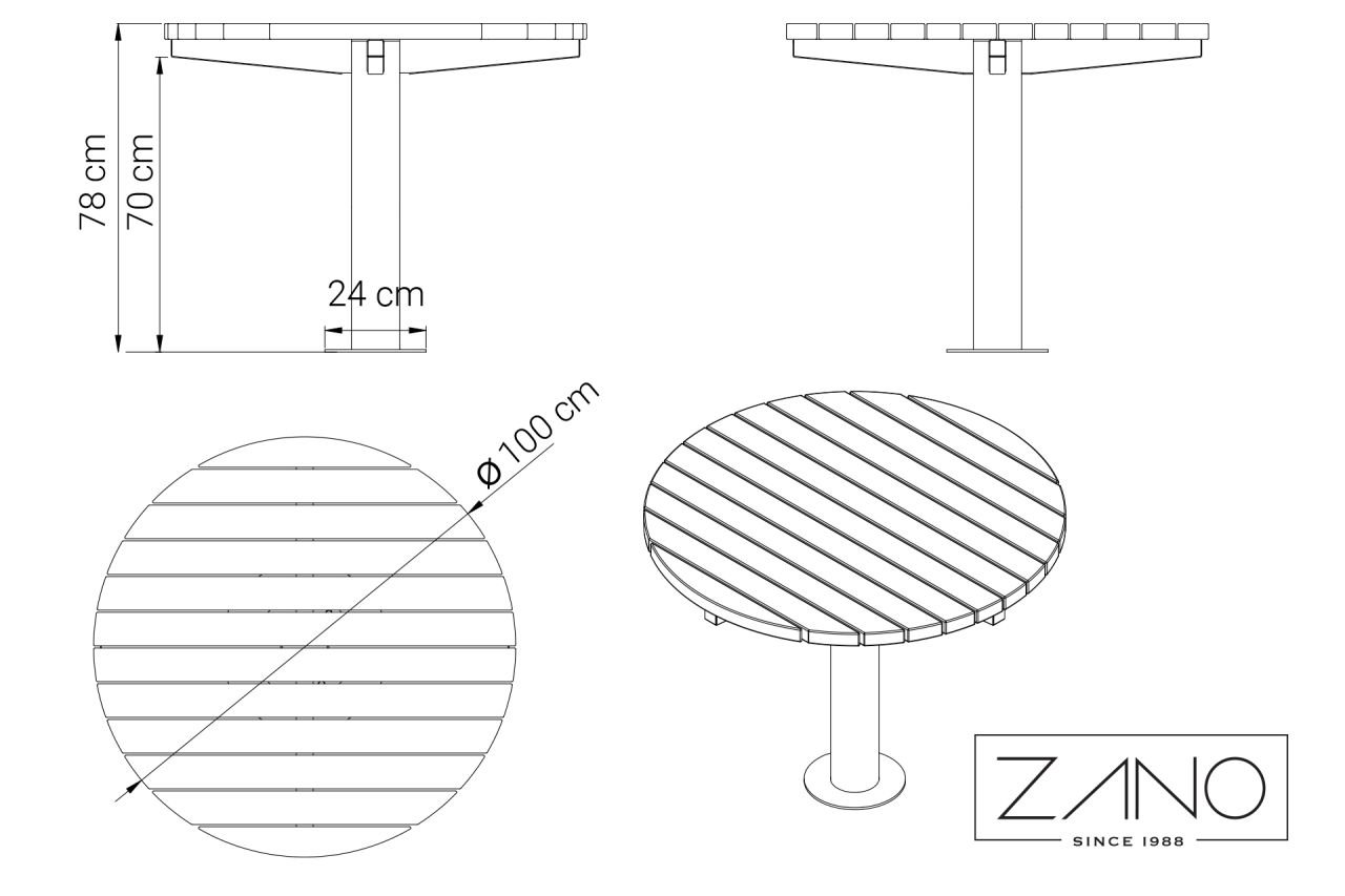 Dimensions Amicus Table 13.033.1