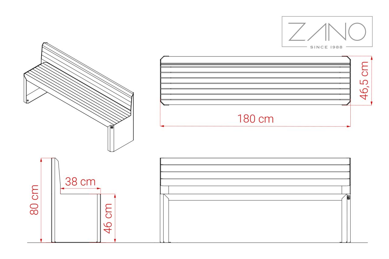 Ławka Stilo 02.048 | wymiary