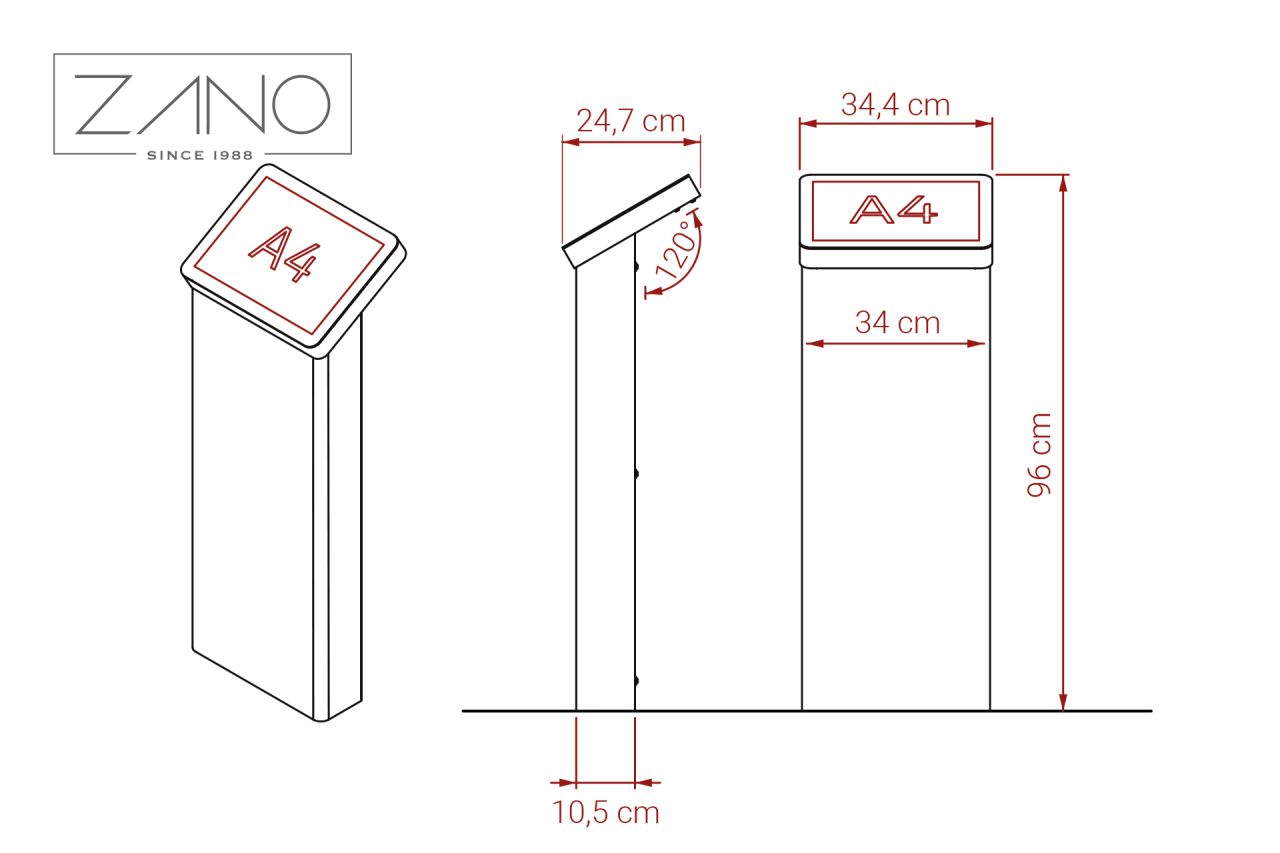 Notice board 08.046.S | dimensions