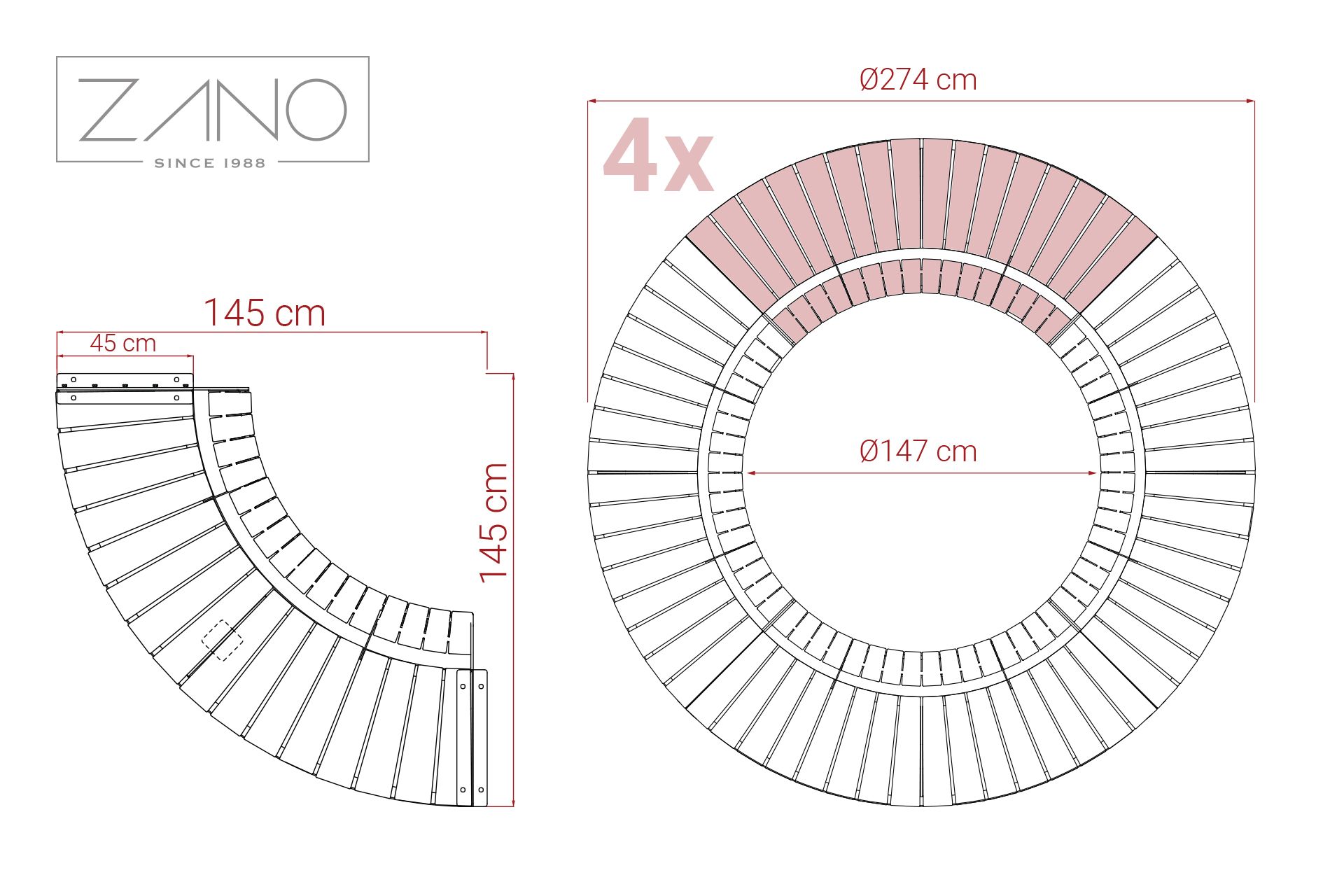 Ławka Domino 90 02.040.1 | Wymiar produktu