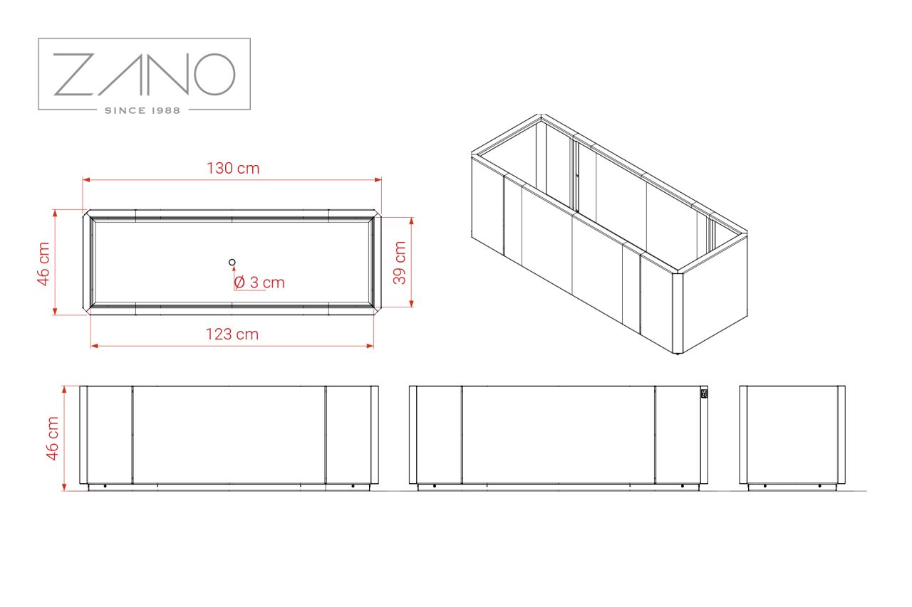 Wymiary | Donica Stilo 06.048.L.1