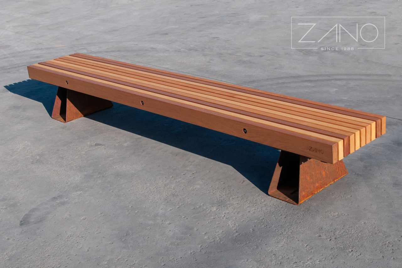 Corten | Szeroka ławka miejska